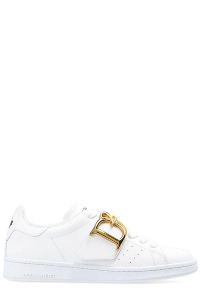 Shop Dsquared2 Logo-plaque Round Toe Sneakers In White