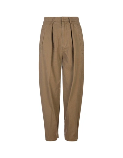 Shop Dsquared2 Woman Khaki Cotton Trousers With Pence In Default Title