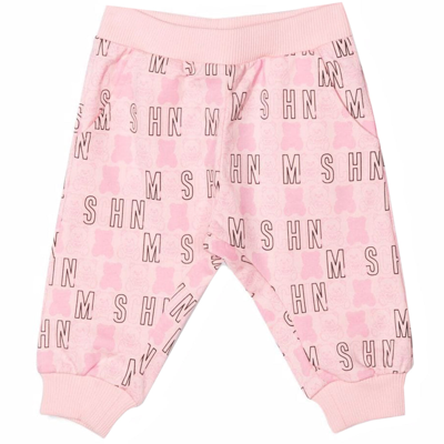 Shop Moschino Baby Girls All-over Leggings In Pink
