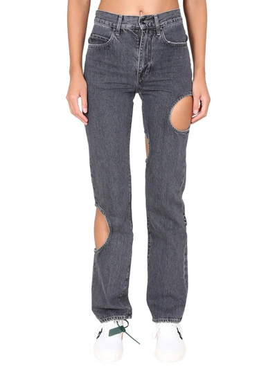 Shop Off-white Hole Baggy Jeans In Grigio
