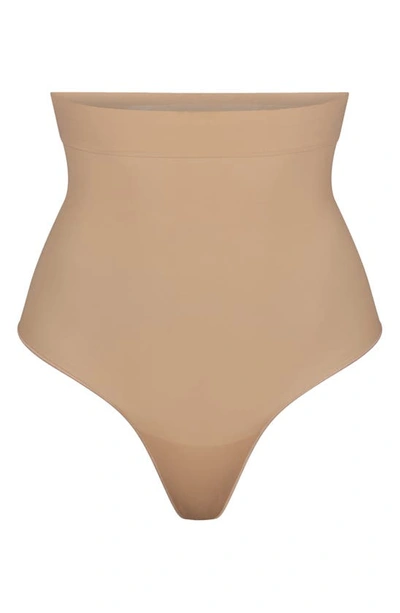 Shop Skims Everyday Sculpt High-waisted Thong In Clay