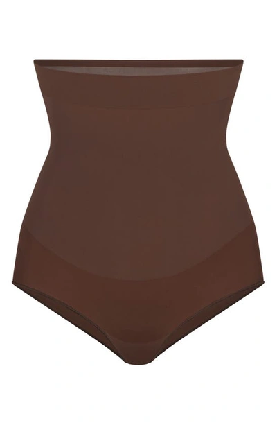 Shop Skims Everyday Sculpt High-waisted Briefs In Cocoa