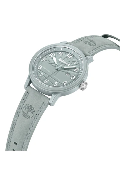 Shop Timberland Leather Strap Watch, 46mm In Grey