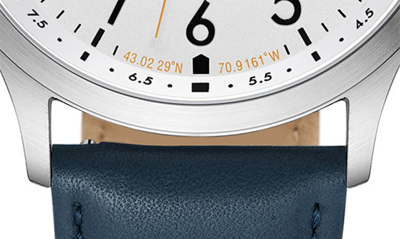 Shop Timberland Leather Strap Watch, 45mm In Blue Dark