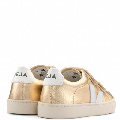 Shop Veja Girls Explar Chromefree Leather Sneakers In Gold