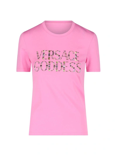 Shop Versace T-shirt In Pink