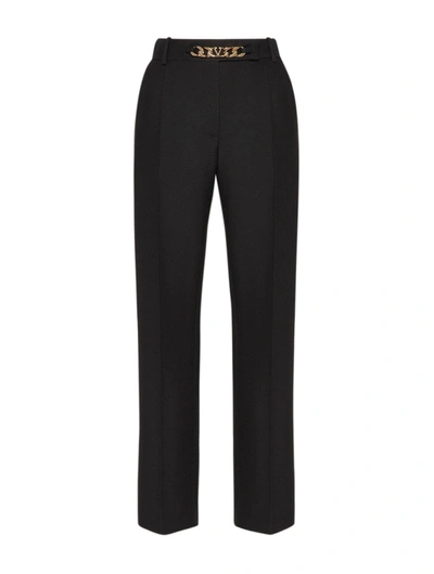 Shop Valentino Pant Solid Crepe Couture In No Black