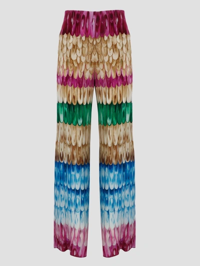 Shop Valentino Crepe De Chine Wings Trousers In Multicolour