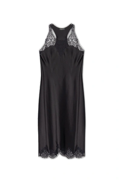 Shop Balenciaga Lace Trimmed Sleeveless Dress In Black