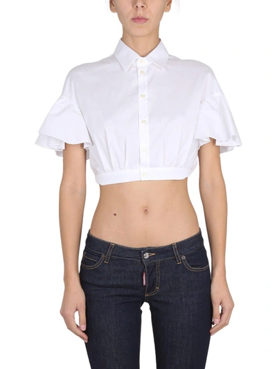 Shop Dsquared2 Cropped Shirt In Bianco