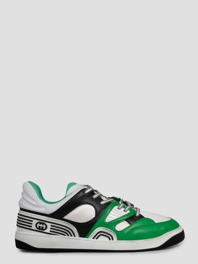 Shop Gucci Basket Sneakers In Green