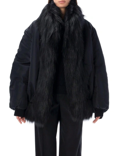 Shop Saint Laurent Oversize Bomber Jacket In Black