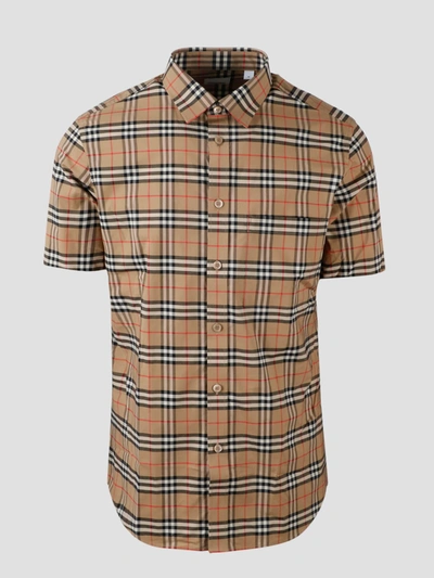 Shop Burberry Simpson Ss Shirt In Brown