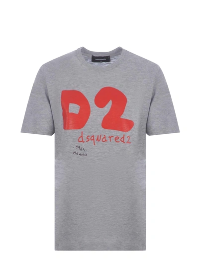 Shop Dsquared2 T-shirt  D2 In Cotone In Grigio