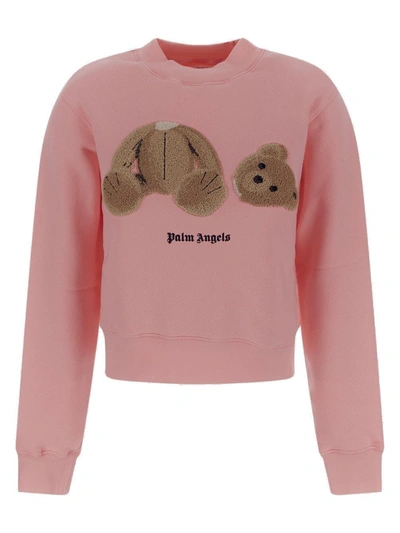 Shop Palm Angels Bear Patch Crewneck Sweatshirt In Rosa