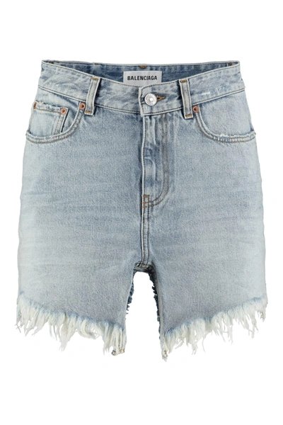 Shop Balenciaga Cut-up Denim Mini Skirt In Blu