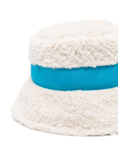 Shop Diesel Logo-patch Faux-fur Bucket Hat In Neutrals