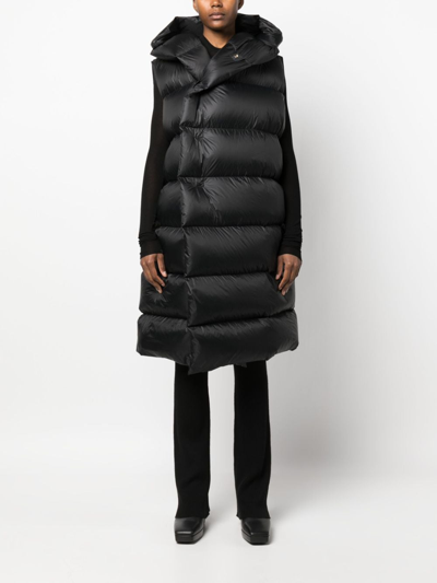 Rick Owens Oversized Quilted Knit-paneled Shell Hooded Down Jacket In Black