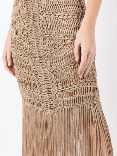 Shop Cecilia Prado Cut Out-detail Fringed Maxi Dress In Gold