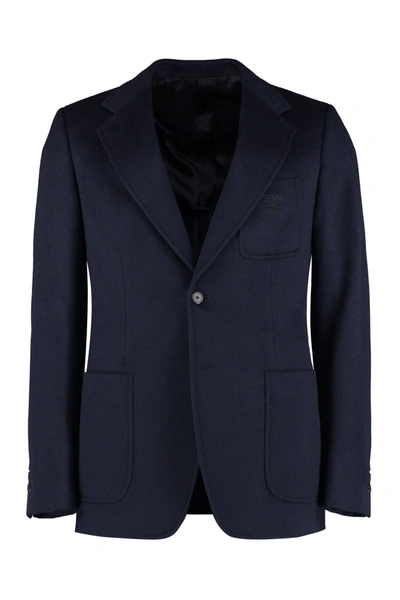 Shop Prada Single-breasted Two-button Jacket In Blue