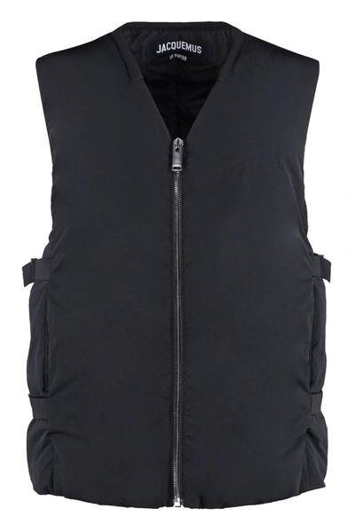 Shop Jacquemus Carozzu Full Zip Field Vest In Black
