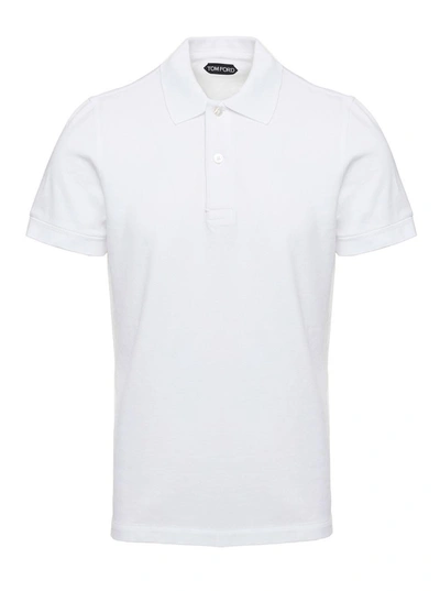 Shop Tom Ford White Short-sleeves Polo In Cotton Piquet Jersey Man
