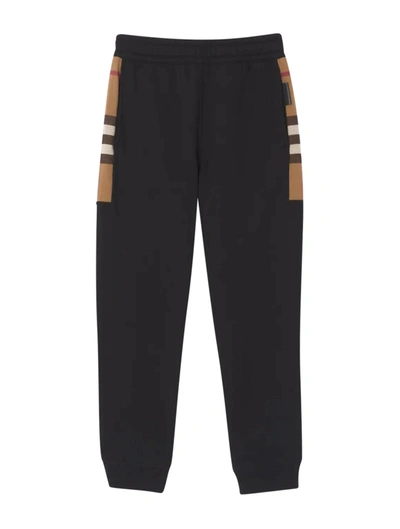 Burberry Stephan Vintage Check-detail Track Pants In Black
