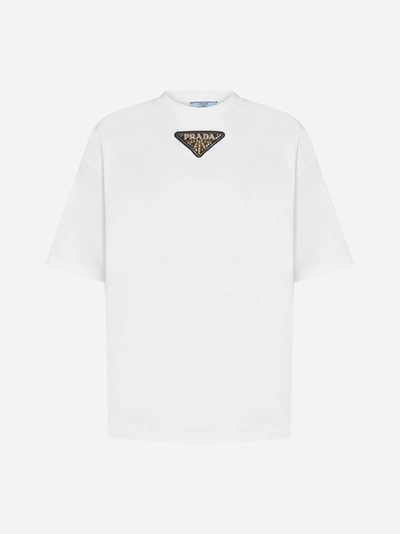 Shop Prada Oversized Cotton T-shirt In Default Title
