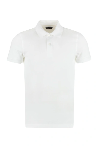 Shop Tom Ford Short Sleeve Cotton Polo Shirt In Bianco