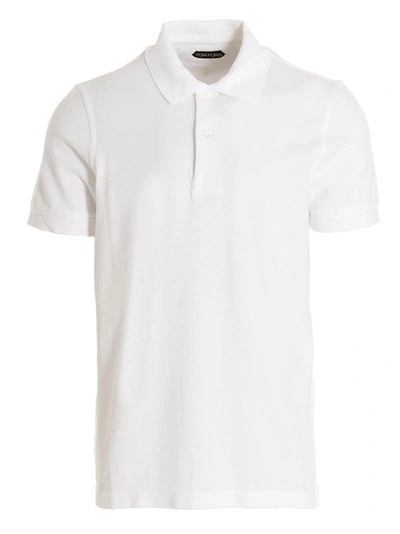Shop Tom Ford Piqué Cotton Polo Shirt In White