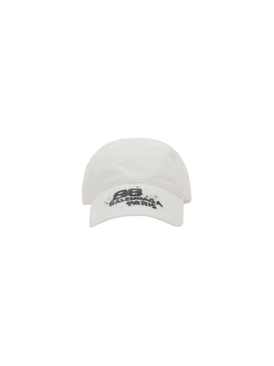 Shop Balenciaga Dirty Baseball Hat In White/black