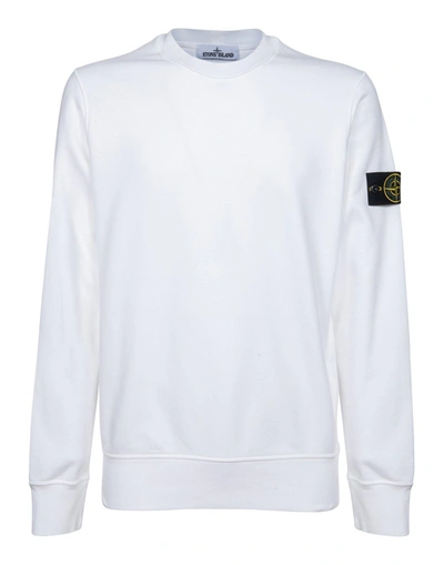 Shop Stone Island Logo Patch Crewneck Sweatshirt In White