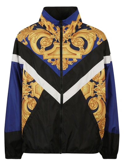 Shop Versace Heritage Print Technical Jacket In Navy/gold