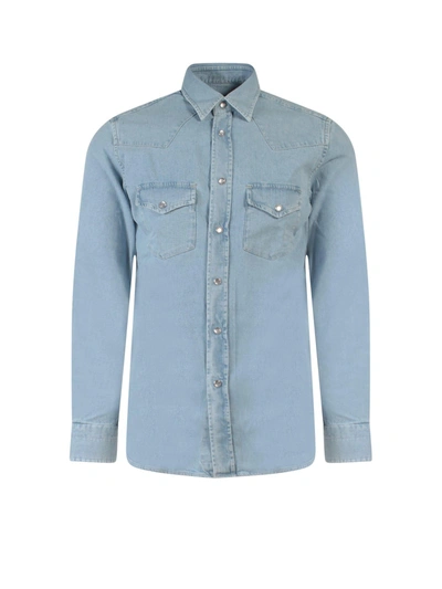 Shop Tom Ford Shirt In Washed Blue