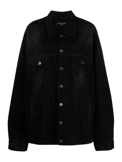 Shop Balenciaga Oversized Jacket In Matte Black