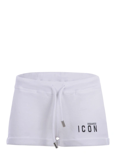 Shop Dsquared2 Shorts  Icon In Cotone In Bianco