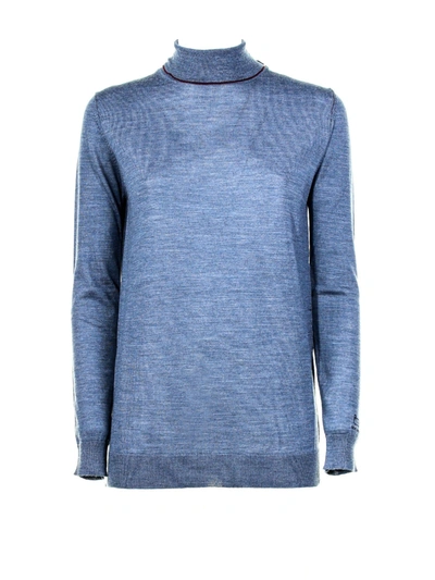 Shop Woolrich Wool Turtleneck In Grey Blue