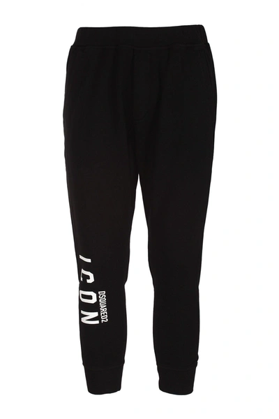 Dsquared2 Black Icon Logo Print Track Pants In Nero