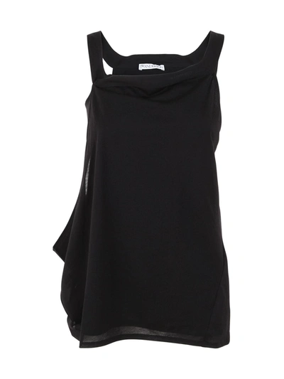 Shop Jw Anderson J.w. Anderson Asymmetric Draped Top In Black