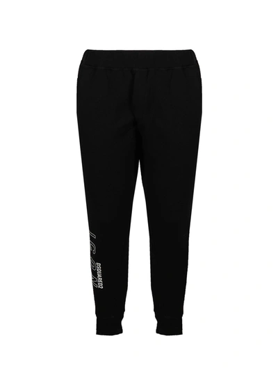 Dsquared2 Black Icon Logo Print Track Pants In Black