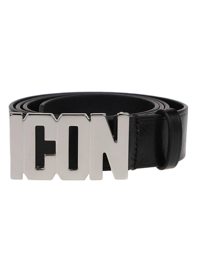 Dsquared2 Logo Buckle Belt In Nero/palladio