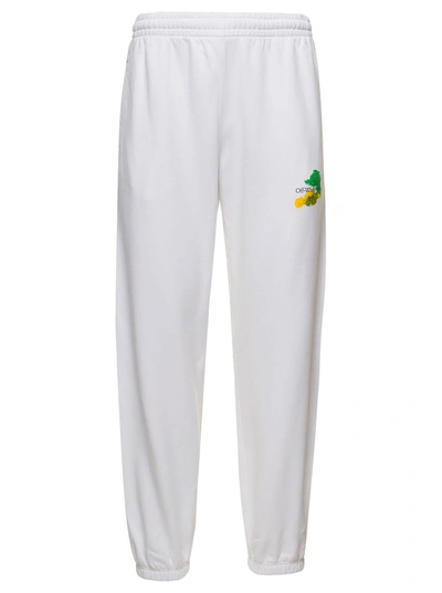 Shop Off-white White Track Pants Wuth Brush Logo Print And Arrow Motif In Cotton Man