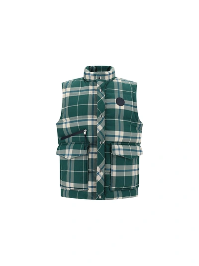 Shop Woolrich Aleutian Down Vest In Evergreen Check