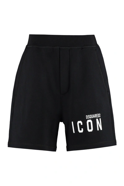 Shop Dsquared2 Cotton Bermuda Shorts In Nero