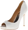 Badgley Mischka 'kiara' Crystal Back Open Toe Pump In White Satin