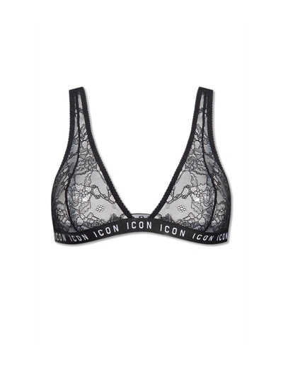 Dsquared2 Lace-pattern Triangle-cup Bra In Nero