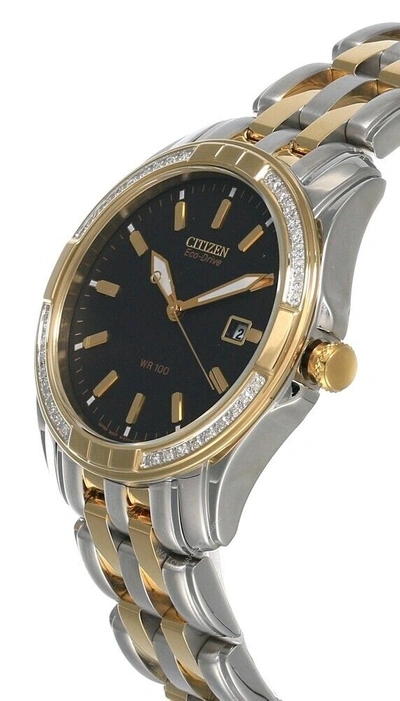 Pre-owned Citizen Eco-drive Black Dial Two Tone S-steel Men's Watch Bm6814-58e