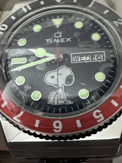 Pre-owned Timex Authentic Q  X Limited Snoopyday-date Japanese Mvnt??watch 70th Annv.