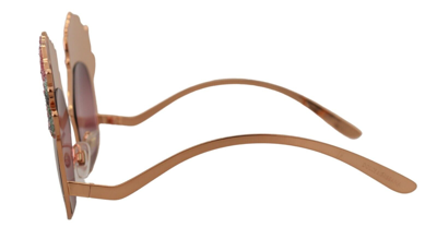Pre-owned Dolce & Gabbana Sunglasses Dg2202 Pink Gold Rose Sequin Embroidery Rrp 1130usd In Red