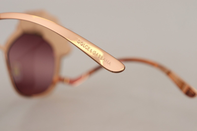 Pre-owned Dolce & Gabbana Sunglasses Dg2202 Pink Gold Rose Sequin Embroidery Rrp 1130usd In Red